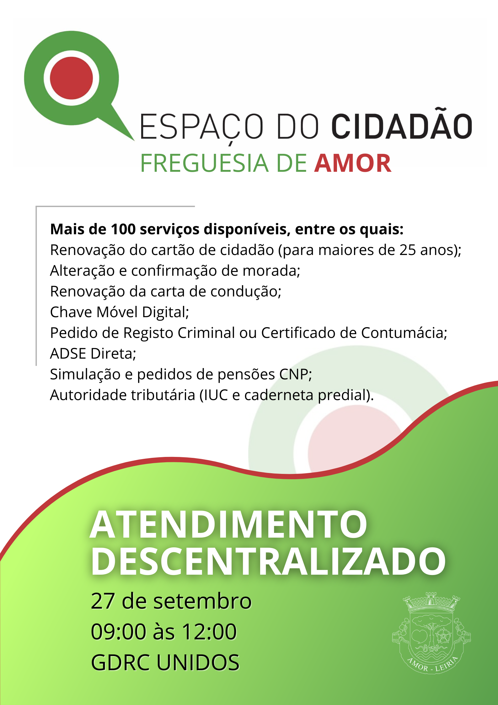 Imagem Atendimento Espaço Cidadão | 27/09/2025 das 09h00 às 12h00 | GDRC UNIDOS